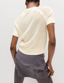 Open Knit Crew Neck Top