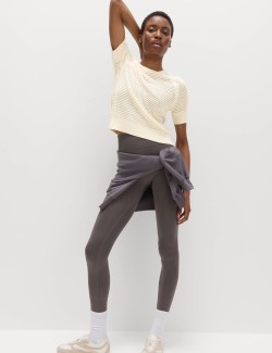 Open Knit Crew Neck Top