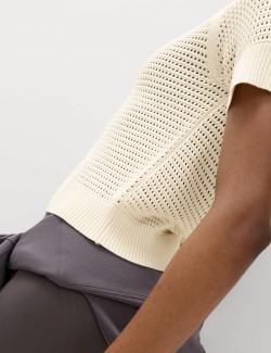 Open Knit Crew Neck Top