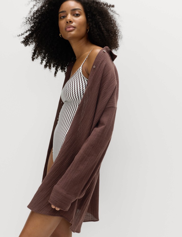 Cotton Rich Textured Shirt with Linen