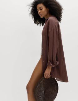 Cotton Rich Textured Shirt with Linen