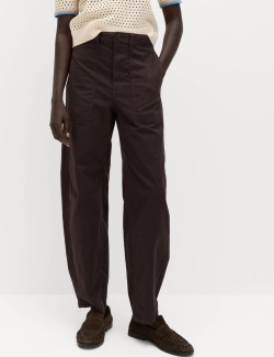Cotton Rich Barrel Leg Trousers