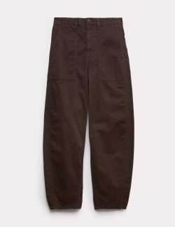 Cotton Rich Barrel Leg Trousers