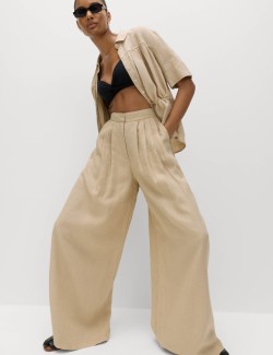 Pure Linen Wide Leg Trousers
