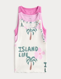 3 Pack Cotton Rich Island Life Vest Tops (2-8 Yrs)