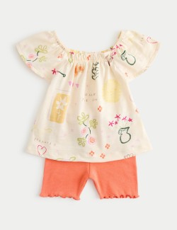 Outfit s topem a spodním dílem, s potiskem, vysoký podíl bavlny (0–5 let)
