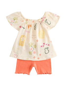 Outfit s topem a spodním dílem, s potiskem, vysoký podíl bavlny (0–5 let)