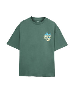 Pure Cotton Hawaii Surf Graphic T-Shirt (6-16 Yrs)