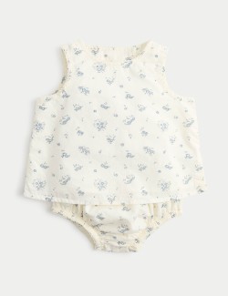 Dvoudílný květinový outfit s kalhotkami (0–12 měsíců)