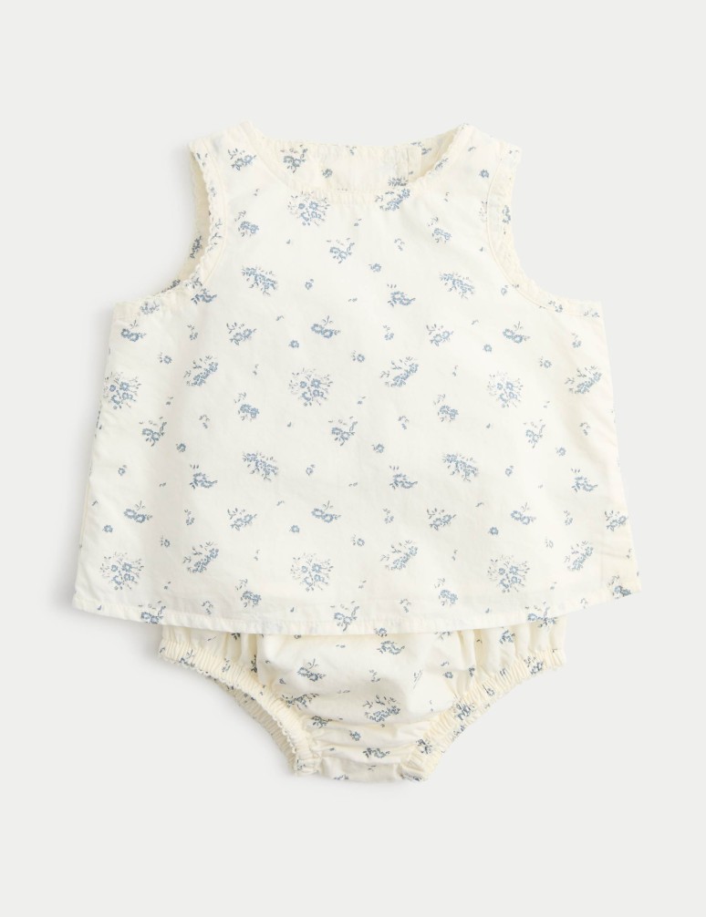 Dvoudílný květinový outfit s kalhotkami (0–12 měsíců)