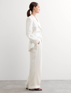 Pleat Front Wide Leg Trousers