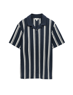 Cotton Rich Striped Seersucker Polo Shirt