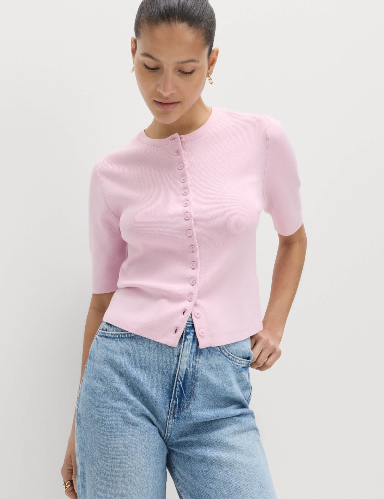 Crew Neck Cropped Cardigan
