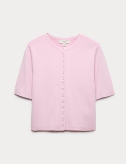 Crew Neck Cropped Cardigan