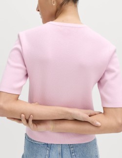 Crew Neck Cropped Cardigan