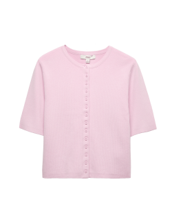 Crew Neck Cropped Cardigan