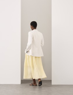 Pure Ramie Pintuck Maxi A-Line Skirt