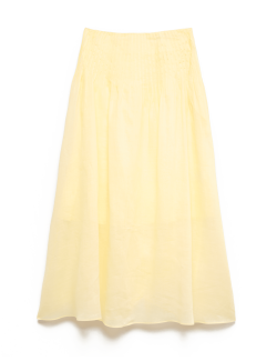 Pure Ramie Pintuck Maxi A-Line Skirt