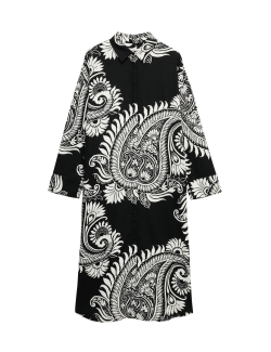 Linen Rich Printed Maxi Shirt Dress