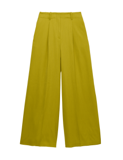 Pleat Front Wide Leg Trousers