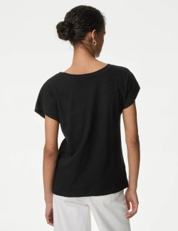 Pure Cotton Everyday Fit Slash Neck T-shirt