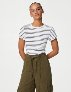 Cotton Rich Striped Ribbed T-Shirt