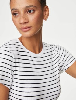 Cotton Rich Striped Ribbed T-Shirt