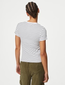 Cotton Rich Striped Ribbed T-Shirt