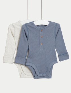 2pk Pure Cotton Waffle Bodysuits (0-3 Yrs)