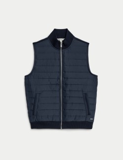 Cotton Blend Zip Up Gilet