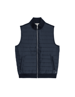 Cotton Blend Zip Up Gilet