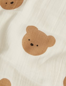 3pk Pure Cotton Bear Muslin Squares