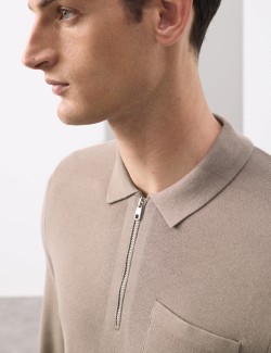 Milano Knit Relaxed Half Zip Polo Shirt