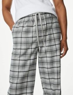 Pure Cotton Checked Loungewear Bottoms