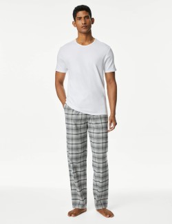 Pure Cotton Checked Loungewear Bottoms