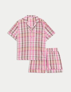 Pure Cotton Checked Shortie Set