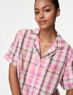 Pure Cotton Checked Shortie Set