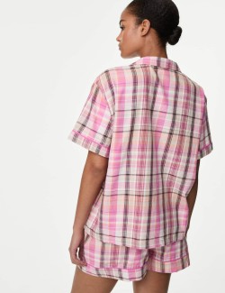 Pure Cotton Checked Shortie Set