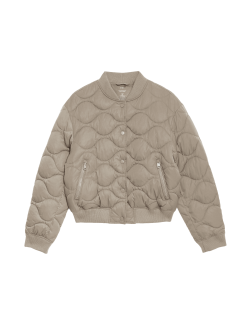 Satin Quilted Relaxed Bomber Jacket