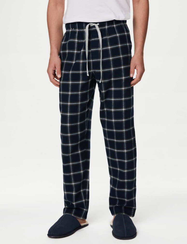 Pure Cotton Checked Loungewear Bottoms