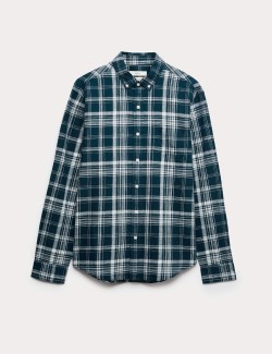 Linen Cotton Blend Check Shirt