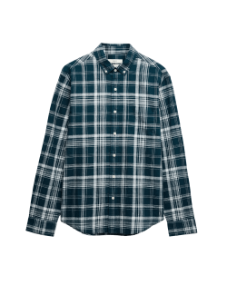 Linen Cotton Blend Check Shirt