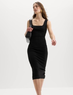 Jersey Square Neck Midi Bodycon Dress