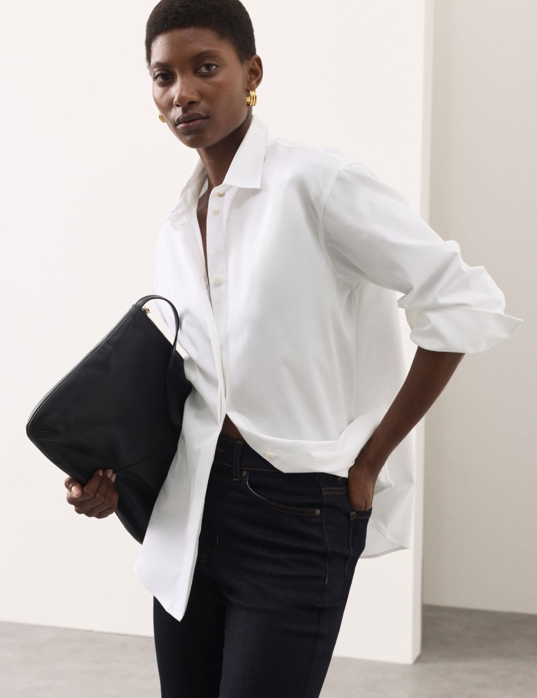 Pure Cotton Collared Relaxed Shirt