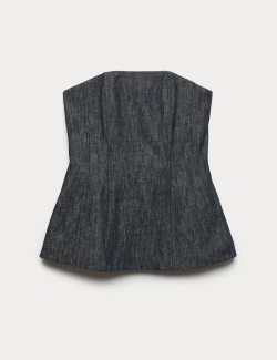 Linen Rich Fitted Bandeau Top