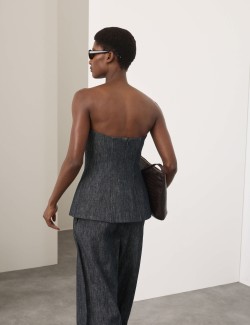 Linen Rich Fitted Bandeau Top