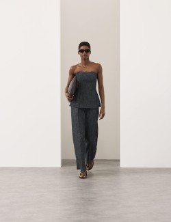 Linen Rich Fitted Bandeau Top