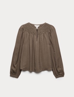 Double Cloth Smocked Blouse