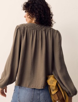 Double Cloth Smocked Blouse