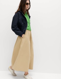 Pure Cotton Cocoon Shape Midi Skirt